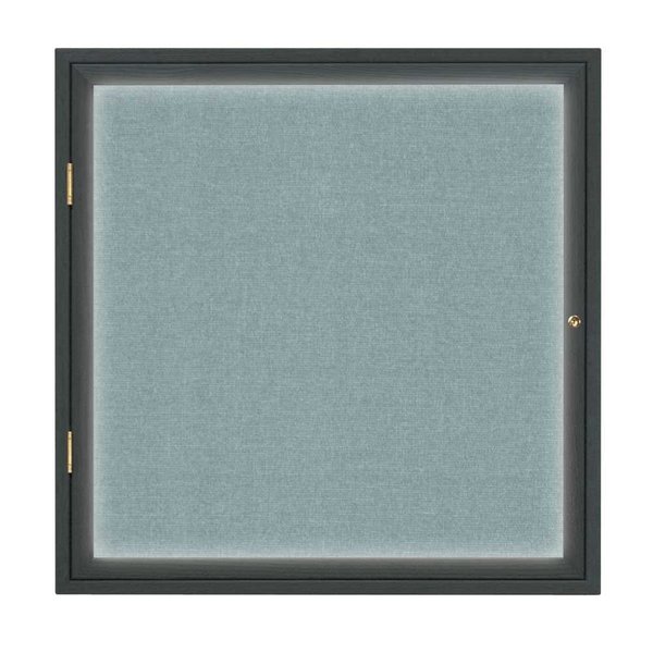 United Visual Products Single Door Slim Enclosed Radius EZ Tack Board, 48"x36", Bronze/Grey UVRDS48EZ-GREY-BRONZE